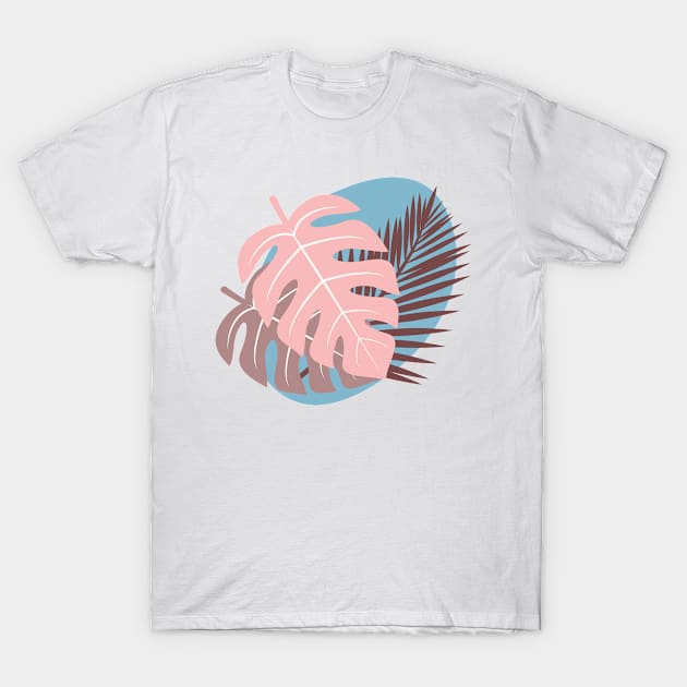 Tropical Leaves in Pastel colors T-Shirt by BeauLab